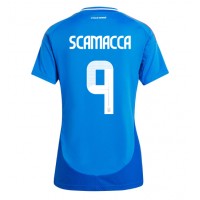 Camiseta Italia Gianluca Scamacca #9 Primera Equipación Replica Eurocopa 2024 para mujer mangas cortas
